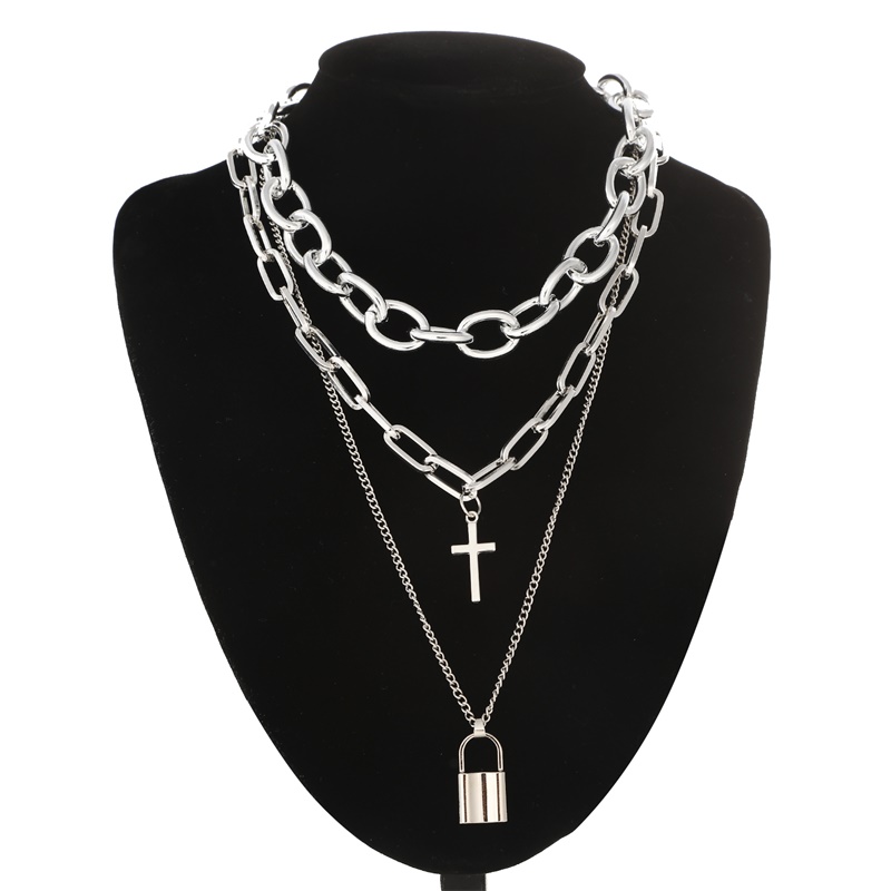 Men Accessories Neck Chain - Katmanlı grunge estetik takı vintage punk
